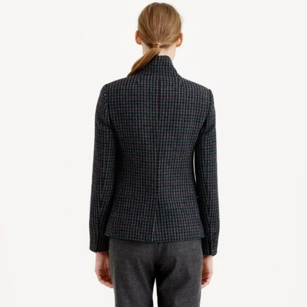 J. Crew. Houndstooth Regent Wool Blazer In Olive Amber Size 00